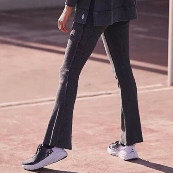 Free People Movement On the Go gray waffle thermal flare pants - Picture 1 of 13